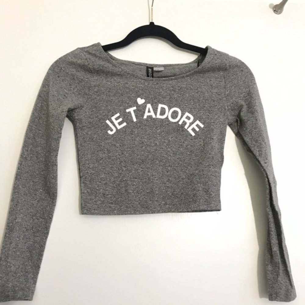 2/$20 H&M Grey Long Sleeve Crop Top
